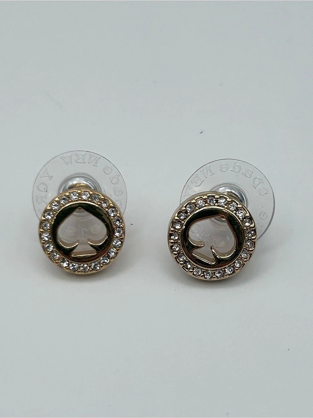 Kate Spade New York Everyday Spade Pavé Studs Rhinestone Heart Earrings in Gold